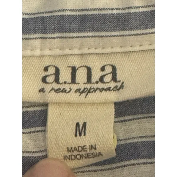 a.n.a Button-Up Blouse Striped Medium Long Sleeve - Image 6