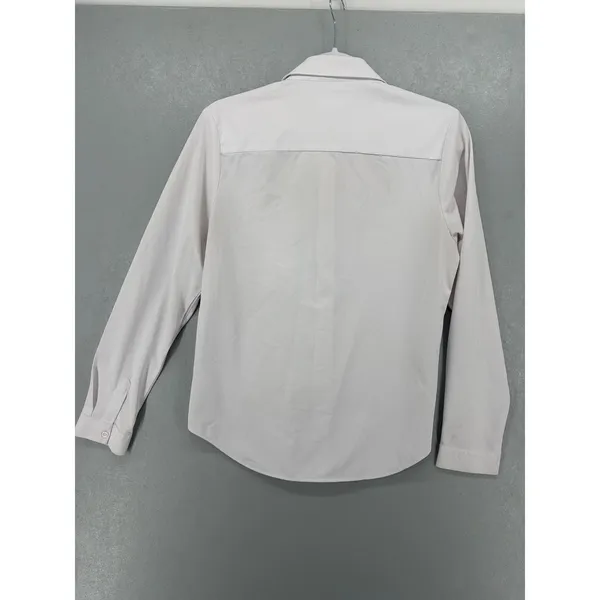 COUXILY Women Button Down Shirt White Long Sleeve Stretch Knit Workwear S - Image 2