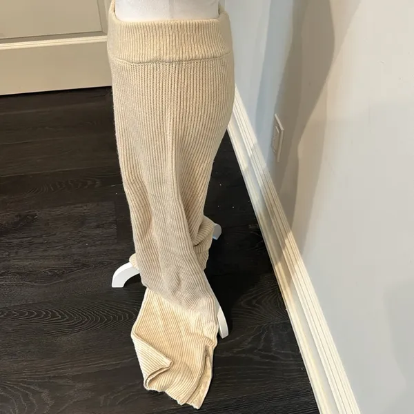 White Fox Cream Wool Flare Lounge Pants - Image 2