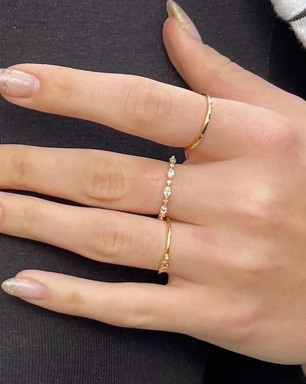 Sterling Silver Gold Plated  Diamond Dainty Ring - Image 4