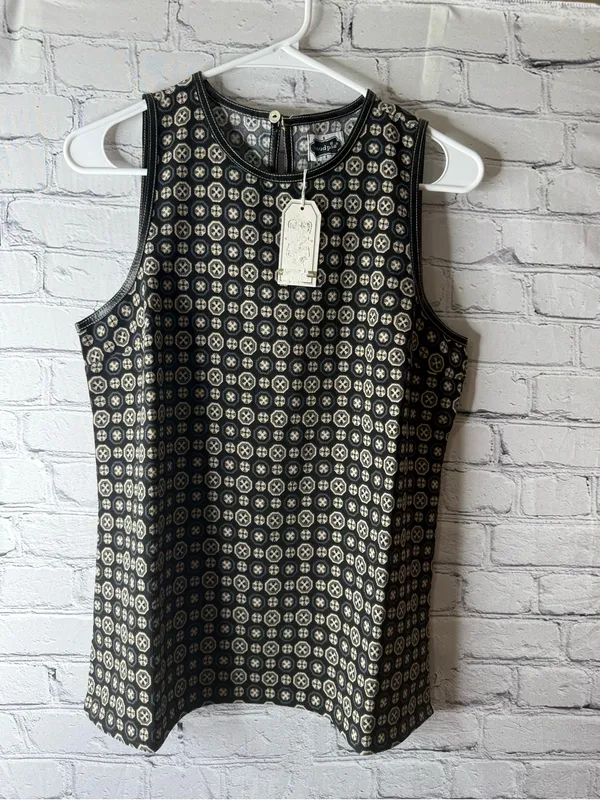 Mud Pie Black and Cream Sleeveless Geometric tunic shirt size small - Image 2