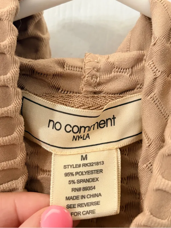 Cropped Tan Textured Zip Hoodie Jacket - Women - Image 3