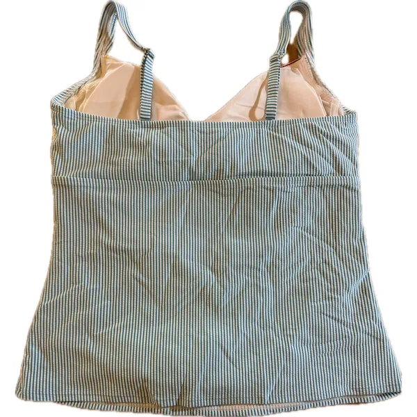 Lands' End Tankini Top Womens Size 16 Blue White‎ Stripe Colorblock Twist - Image 5
