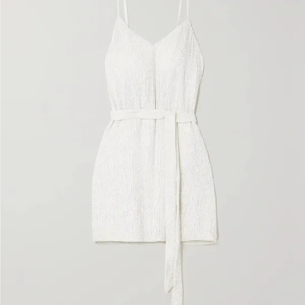 RETROFÉTE‎ Claire Belted Sequined Chiffon Mini Dress Iridescent XL NEW - Image 13