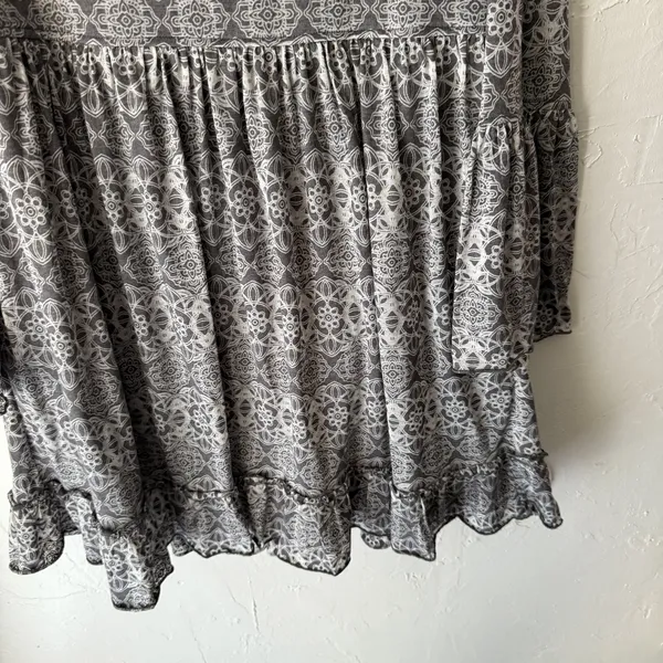 Sea Gypsies Dress Womens Medium Long Sleeve Boho Mini Ruffle Hem‎ Tie Back - Image 3