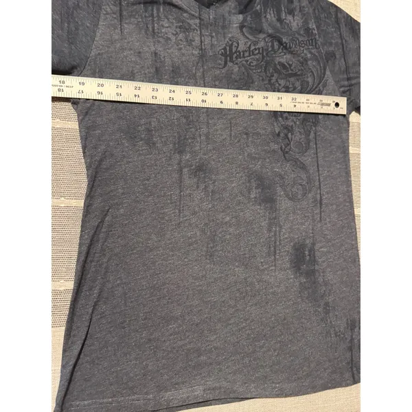 Harley Davidson Womens‎ Graphic T Shirt V Neck Short Sleeve Dark Gray XL - Image 3