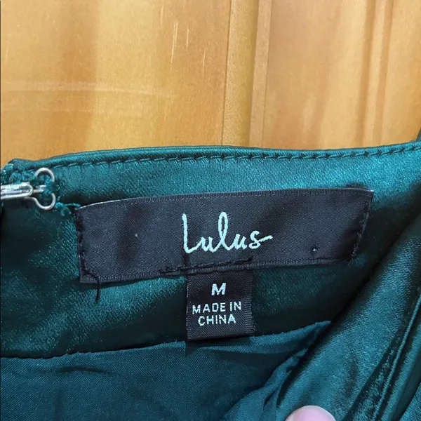 Lulus Dreams Come True Emerald Green Satin Ruffled Mini Dress Size Medium NWT - Image 3