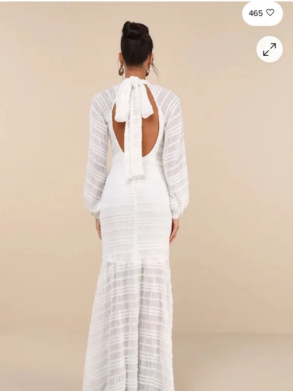 Lulus Exemplary Romance White Textured Backless Trumpet Hem Maxi Dress Size XS - Image 2