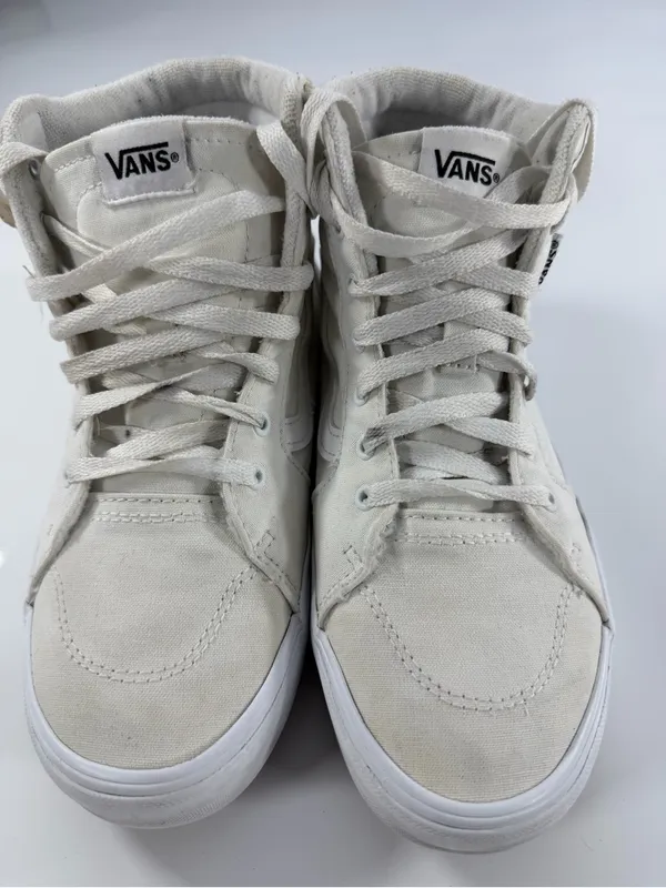 Vans Sk8-Hi High Top Sneakers Off-White‎ Cream Canvas Mens 6.5 Womens 8.0 - Image 3