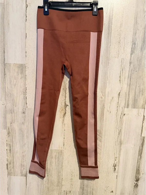 Fabletics Women's Small Leggings Rust with Pink Side Stripes - Image 2