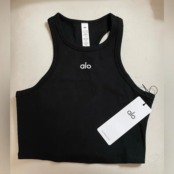 ALO Yoga NWT Aspire Tank Top Ribbed in Black Size M - Image 5