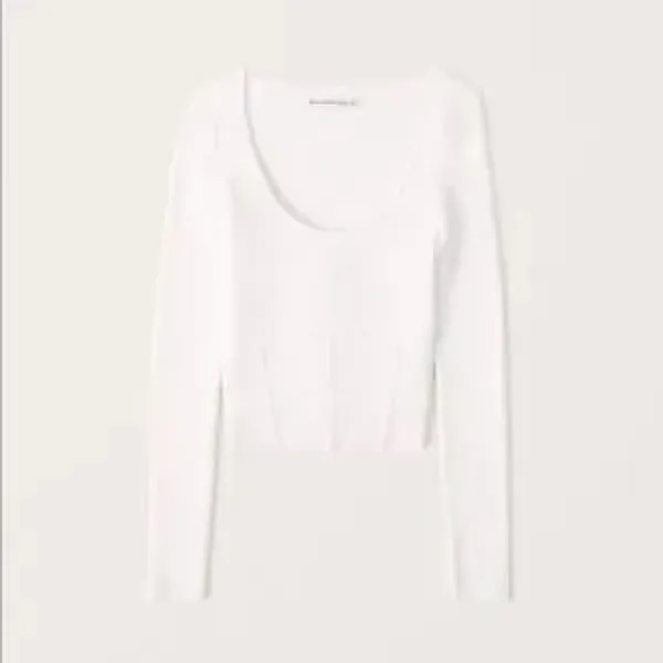 Abercrombie & Fitch Scoop Neck Long Sleeve Sweater Top White Small - Image 2
