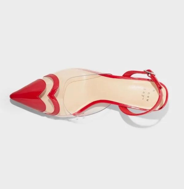 A New Day Red Clear Slingback Heels Kitten Heel Pointed Toe Valentine Y2K Size 6 - Image 2