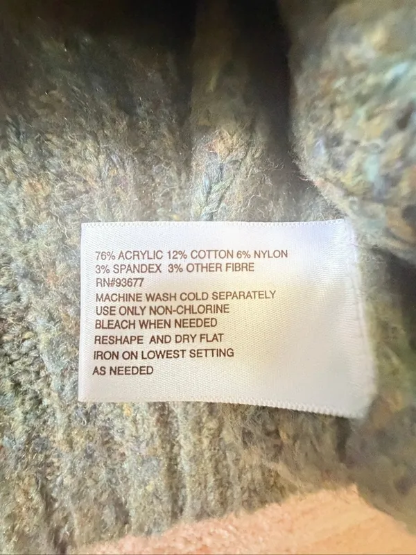 Decree Women’s Olive Green Gray Brown Marled Hooded Cape Sweater Poncho Size M - Image 3