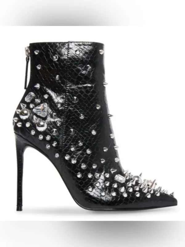 Steve Madden Viceroy Black Studded Rhinestone Stiletto Ankle Booties Size 7.5 - Image 2