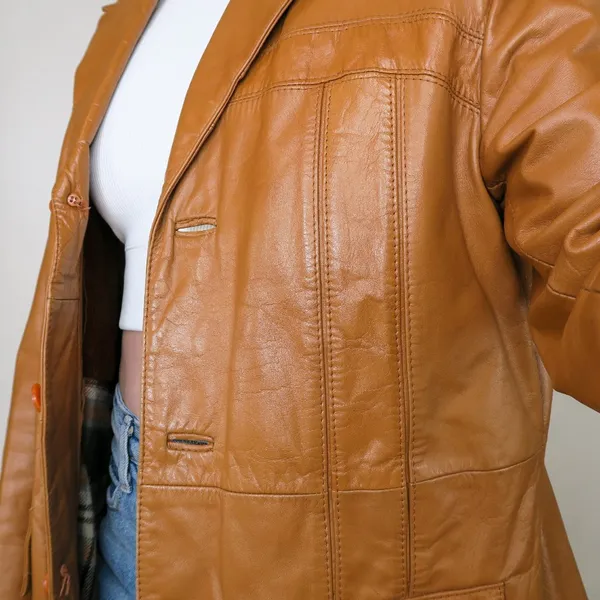 Vintage 70s Raffaelo Brown Leather Coat - Image 6