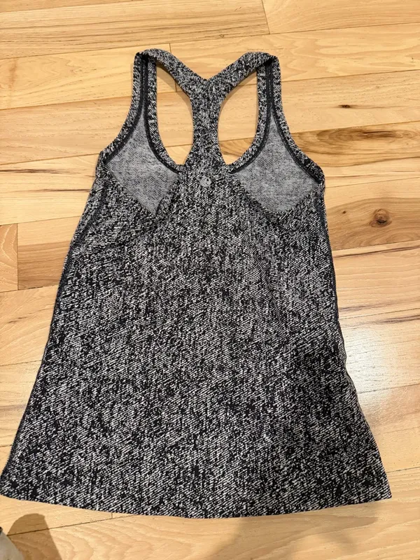 Lululemon Cool Racerback Tank Top in a black and white speckled pattern - Image 2