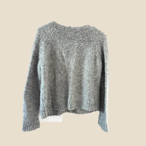 Gap Womens Gray Boucle‎ Knit Wool Blend Button Front Cardigan Sweater Pockets S - Image 2
