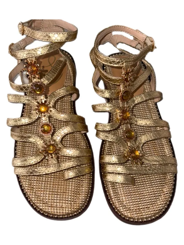 Sam Edelman Tianna Gladiator Sandal Gold Size 7.5 New Without Box - Image 8