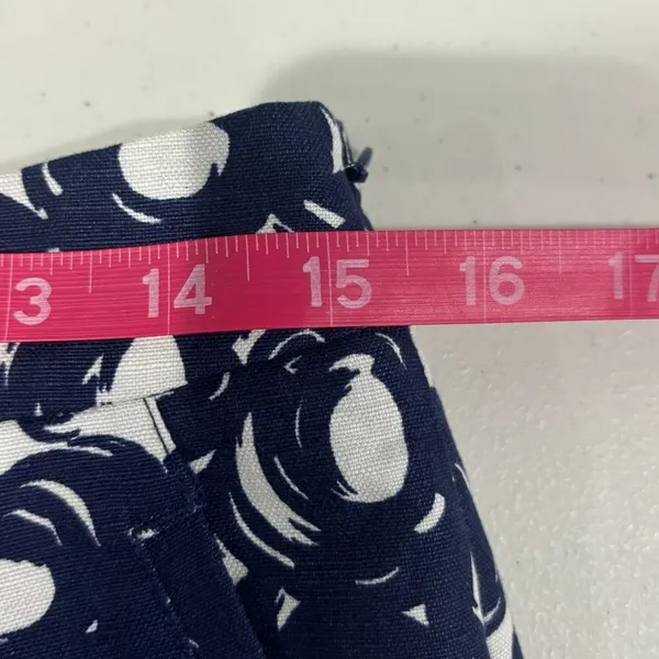 Boden Blue Circle Print Pencil Skirt‎ 8 Long 8L Cotton Linen Classic Preppy - Image 7