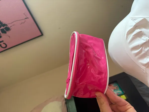 Pink Clear Vinyl Cosmetic Pouch - Women Bags - Image 2