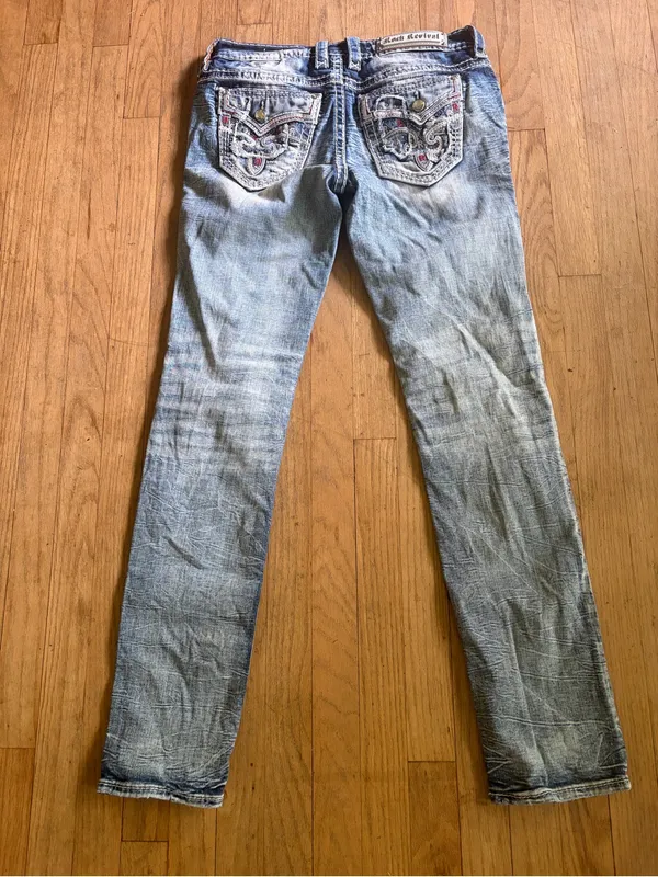 Rock Revival Embellished Back Pocket Skinny Jeans - Light Wash - Image 2