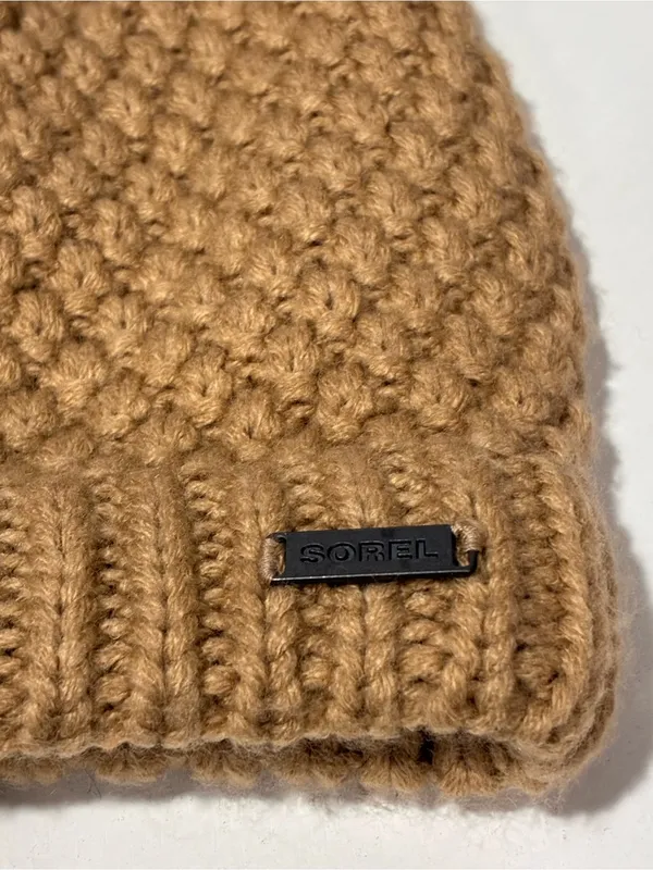Sorel Cozy Knit Faux Fur Pom Beanie Women's Tan - Image 2