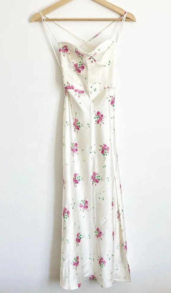Zara Silky Satin Effect Open Back Print Maxi Dress - Image 4