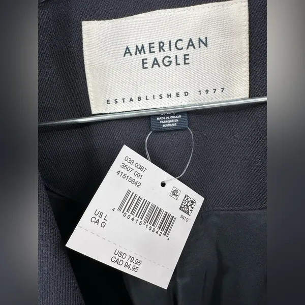 American Eagle Classic Blazer Navy‎ Blue Women's NWT Size Large - Image 3