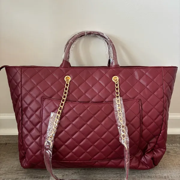Gilda Paris large quilted tote bag in a wine color NWT $199 - Image 2