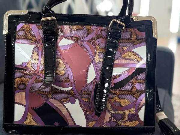 Stylish Black and Purple Women's Vintage Look Handbag - Image 3