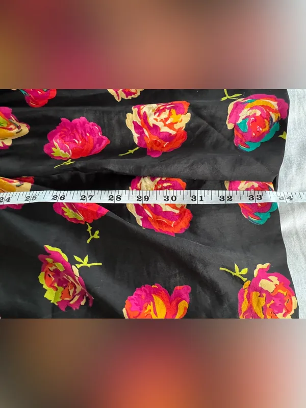 Betsey Johnson Black Floral Rose Print Dress Small 4 6 Pleated Blouson Waist - Image 10