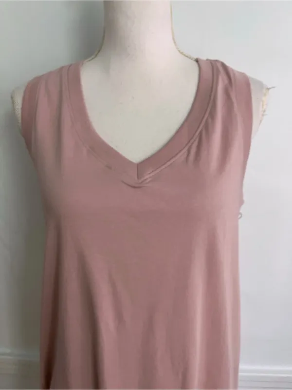 Pact • Organic Cotton Sleeveless V-Neck Shift Dress in Dusty Rose - Image 2