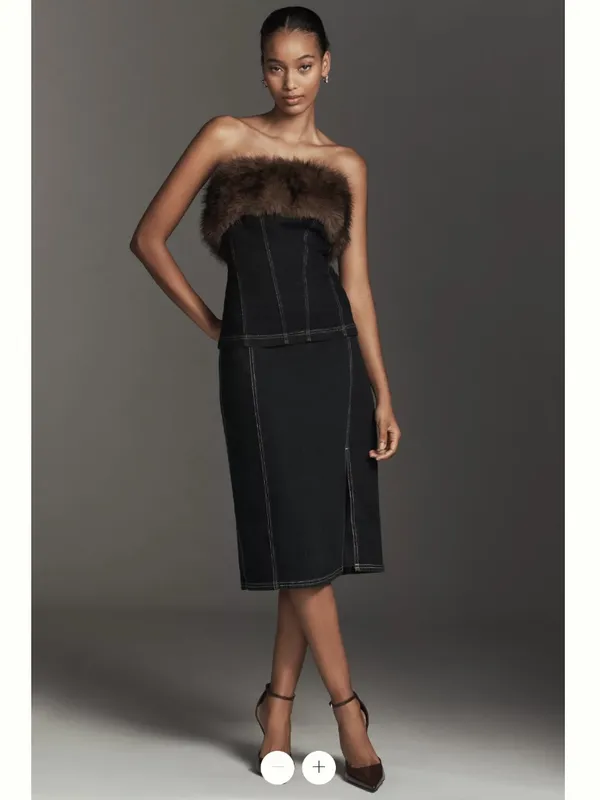 Anthropologie Pilcro Seamed Side-Slit Denim Midi Skirt - Image 2