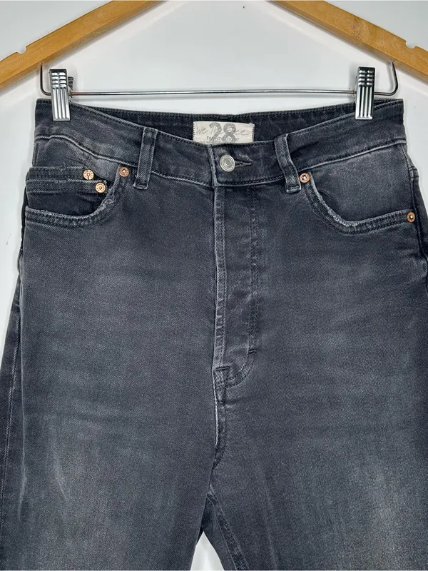 Free People We The Free Zuri Mom Jeans Washed Black Distressed Size 28 - Image 5