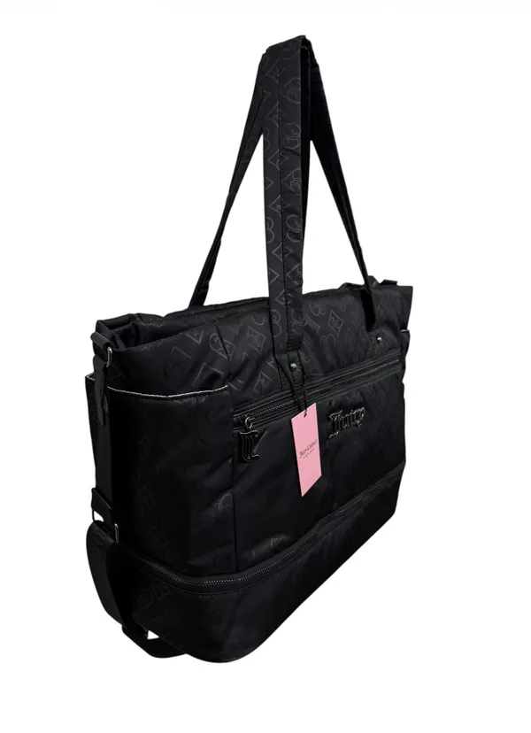 NEW Juicy Couture Black Monogram XL Travel Weekender Tote Bag - Image 4