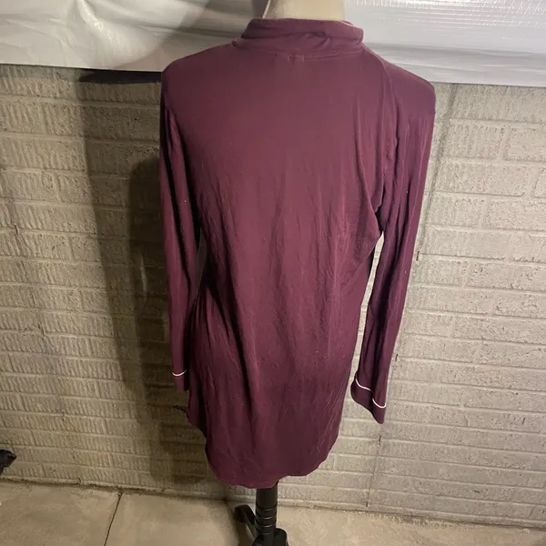 Nordstrom Womens Maroon Long Sleeve Button Down Nightshirt Dress‎ Size XS - Image 3