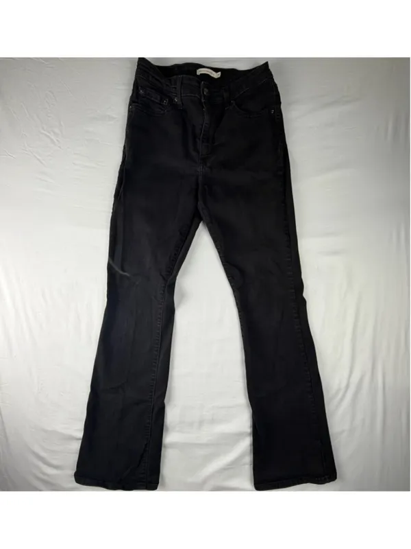 Levis 725 High Rise Bootcut Jeans 29 Black Stretch Denim Pants Leg Capsule - Image 2