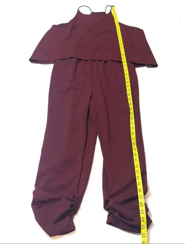 Love...Ady Solid Halter Popover Jumpsuit burgundy XXL - Image 5