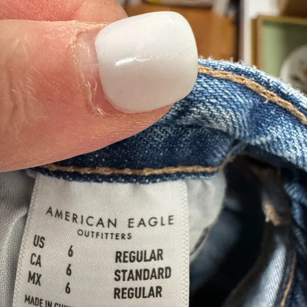 American Eagle Outfitters Women's Blue Distressed Straight Jeans - Image 6