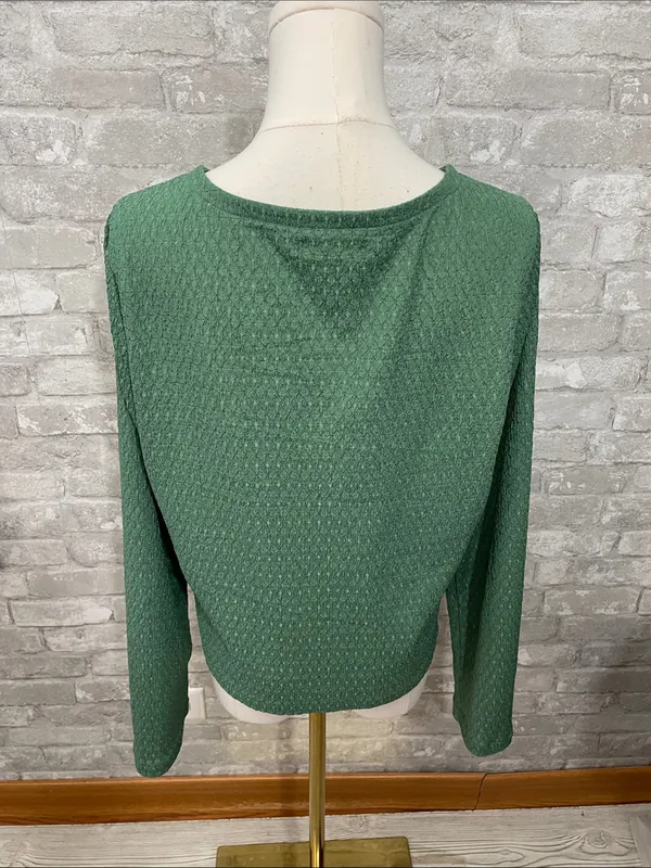Madewell Crinkle V-Neck Button-Front Cardigan in Trellis Green - Image 3