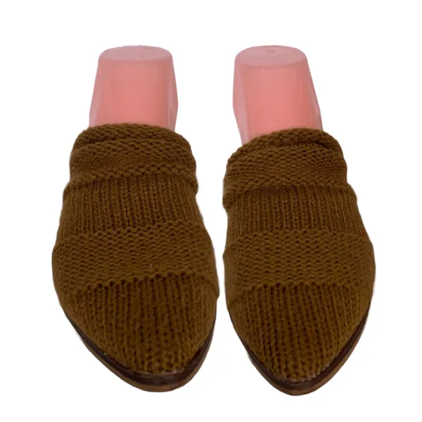 Mi.Im Brown Leather & Knit Sweater Fabric Flat Mule Slide Shoes (6m) - Image 5