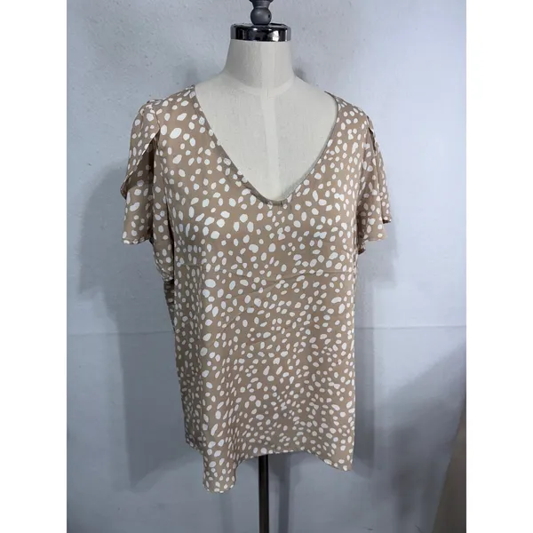 Vine & Love Polka Dot‎ Flutter Sleeve Boho Cottagecore Blouse USA Made Women's M - Image 3