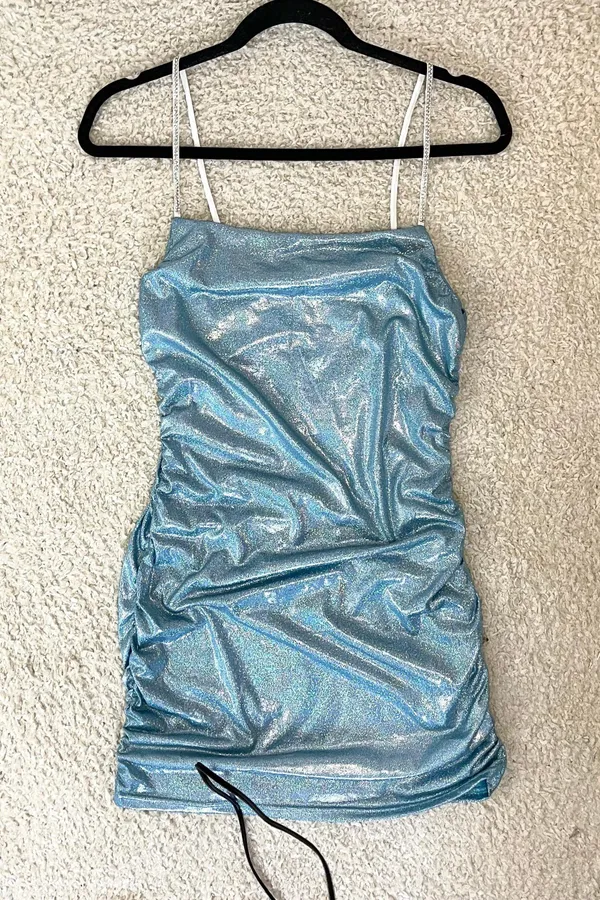 Mundefeis Light Blue Iridescent Shimmering Minidress - Image 6