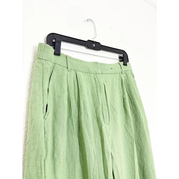 Abercrombie & Fitch Sloane Co-ord Linen Blend Wide Leg Trouser Size 12/31 Green - Image 7