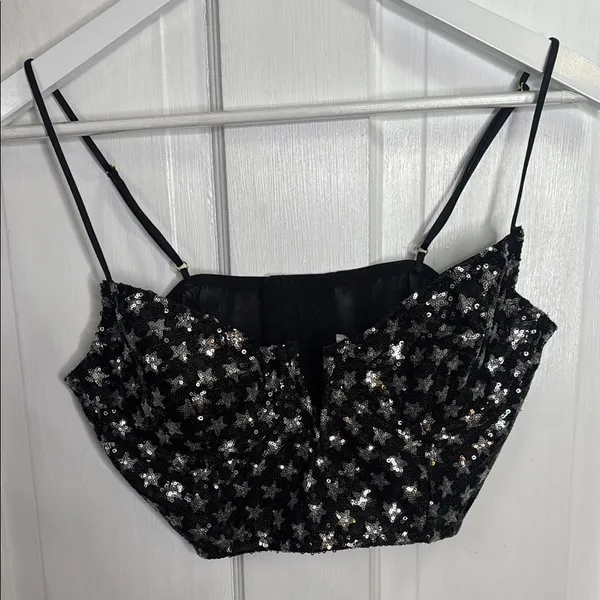 By Anthropologie Sequin Star Bralette W1366 Sz Medium - Image 5