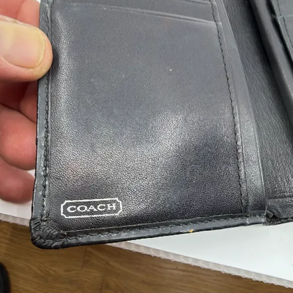 Coach Signature Embossed Black Patent Leather Wallet - Image 7