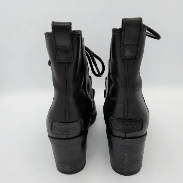Sorel Cate Lace Black‎ Leather Waterproof Combat Boots NL3385-010 Womens 6 - Image 5