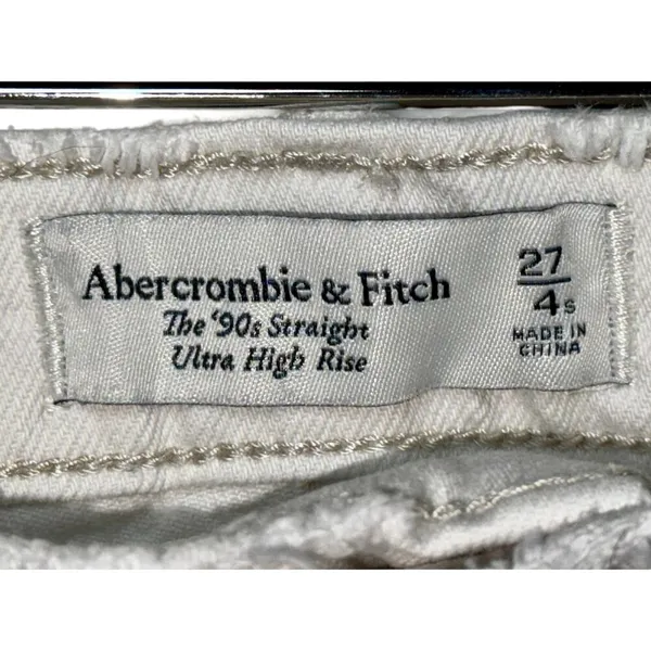 Abercrombie & Fitch The 90s Straight Ultra High Rise White Denim Jeans Size 27 4 - Image 3