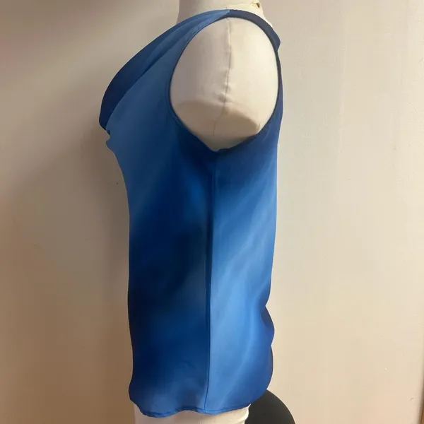 Fashion Bug Vintage Y2K Blue Ombre Cowl Neck Sleeveless Blouse Made in USA size M - Image 3